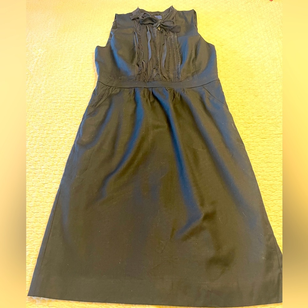 J. Crew tuxedo wool pleated tie front dress